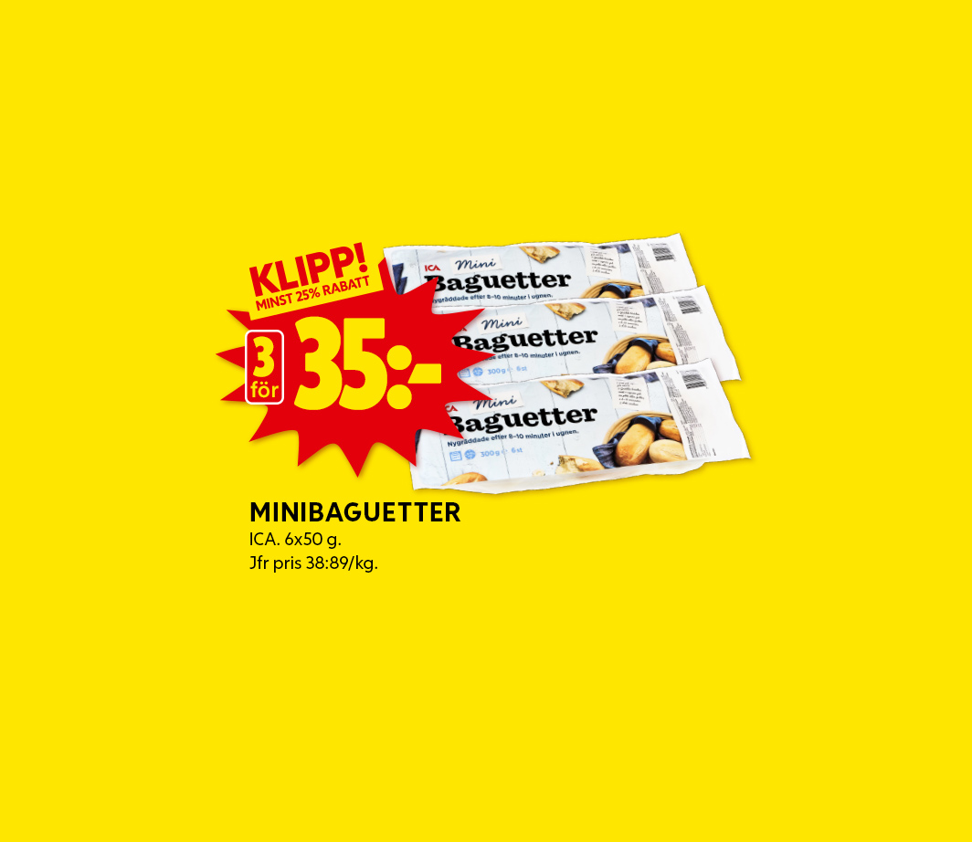 Veckans klipp - Minibaguetter 3 för 35 kr