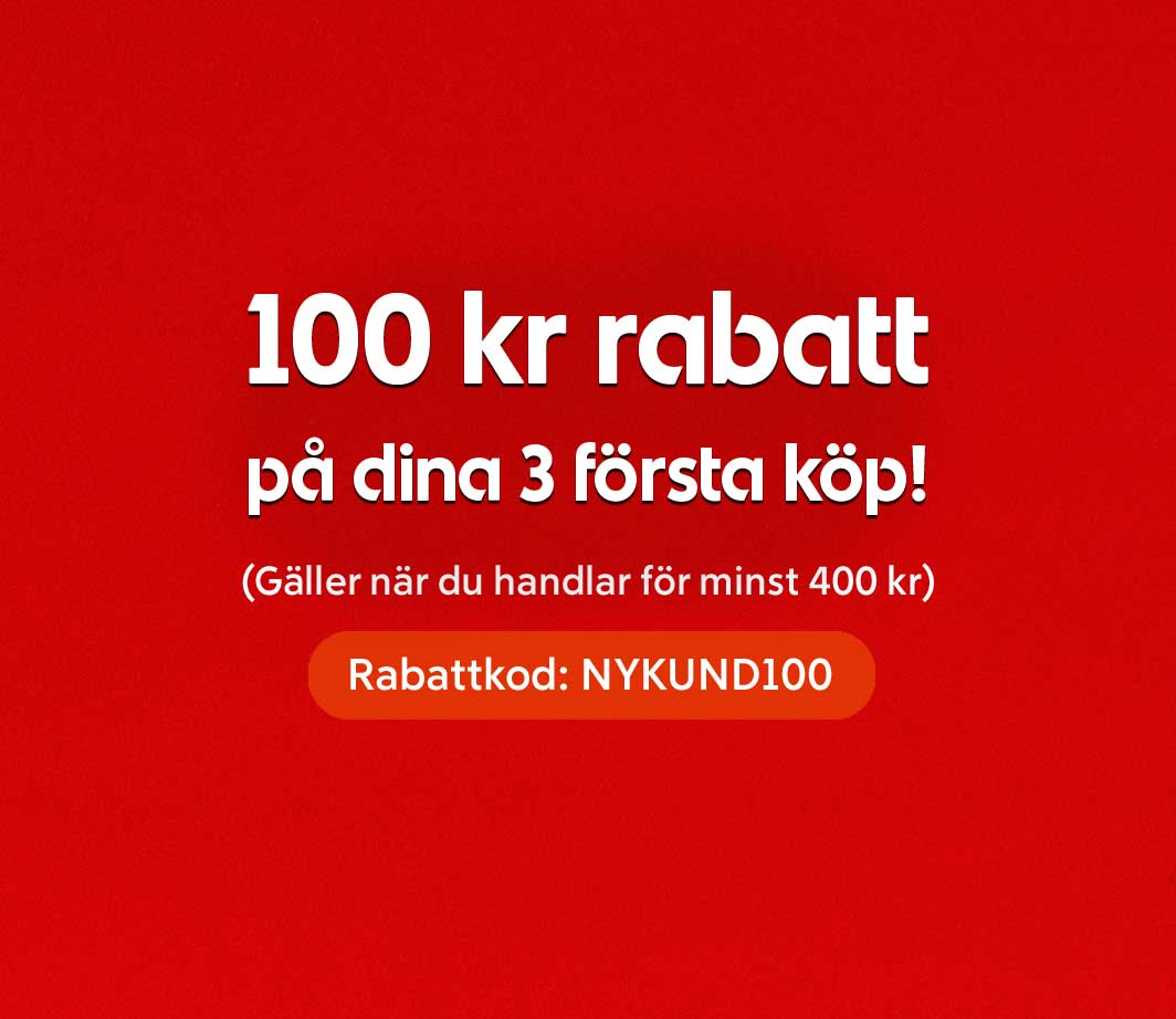 100 kr rabatt när du handlar för minst 400 kr