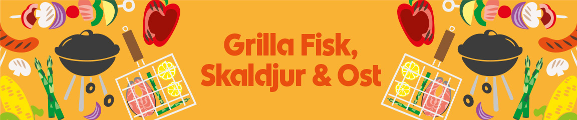 Grilla fisk skaldjur och ost