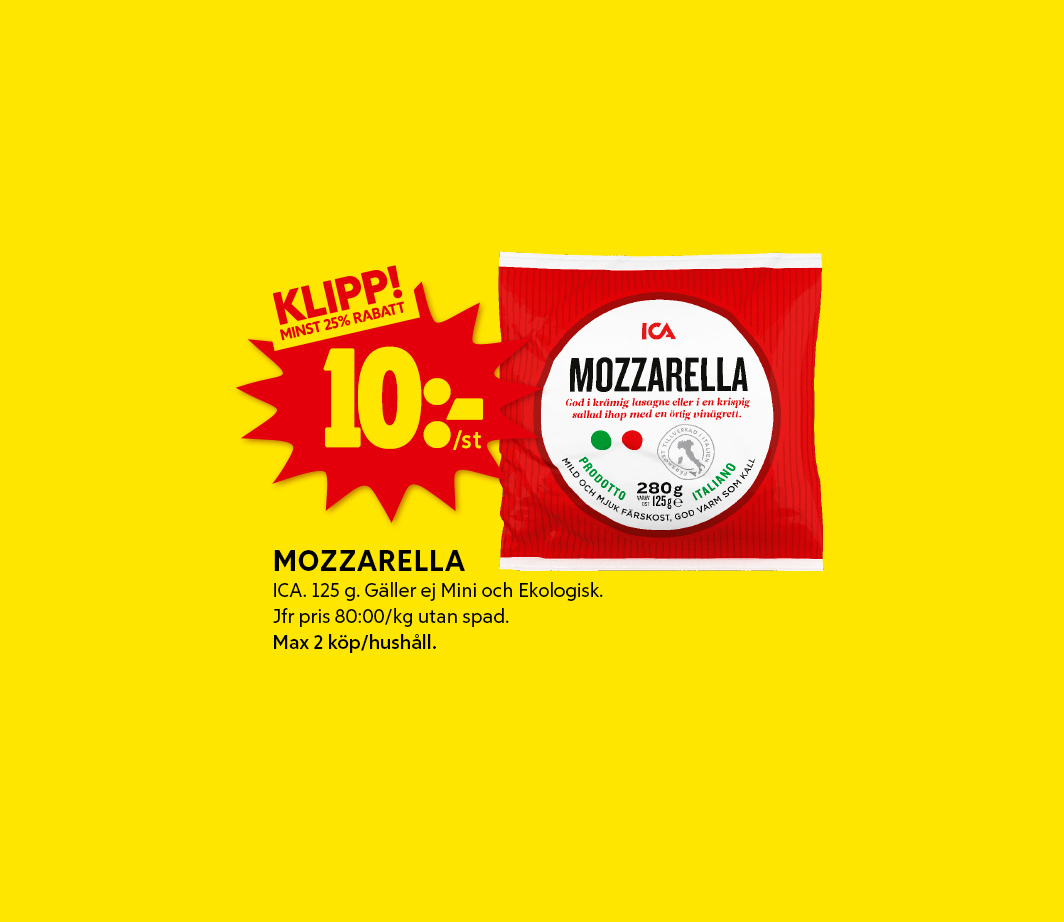 Veckans klipp - Mozzarella från ICA  - 10kr