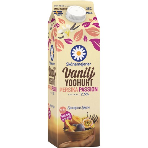 Vaniljyoghurt Persika Passion 2,5% 1000g Skånemejerier