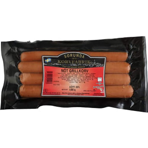 Grillkorv Nöt 63% Kötthalt 480g Sorunda Korvfabrik