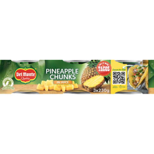 Ananasbitar i juice 3-p 420g Del Monte