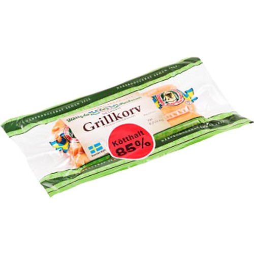 Grillkorv Skinnfri 85% Kötthalt 270g Härryda Karlsson