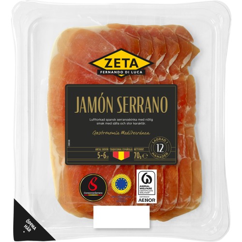 Lufttorkad Skinka Jamón Serrano 70g Zeta