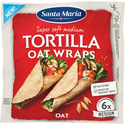 Tortilla Oat Wraps Med 6s Santa Maria