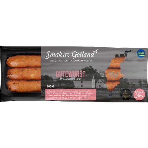 Grillkorv Gutewurst 76% Kötthalt 300g Smak av Gotland