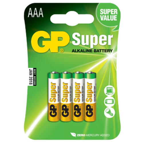 Batteri GP Super Alkaline 24A/U4 4-p Batteristen