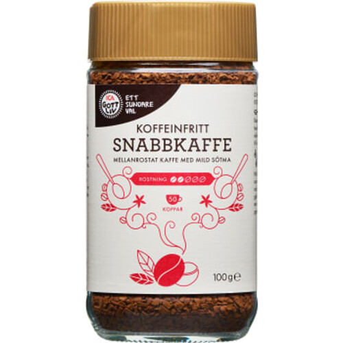 Snabbkaffe, Koffeinfritt 100g ICA Gott Liv