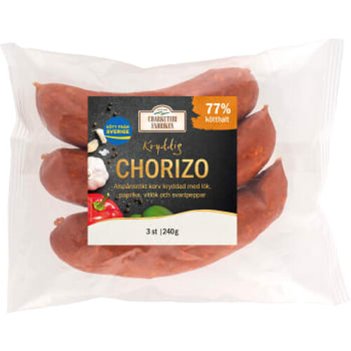 Chorizo Kryddig 77% Kötthalt 240g Charkuterifabriken