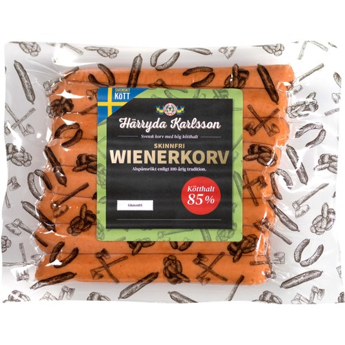 Wienerkorv Skinnfri 85% Kötthalt 700g Härryda Karlsson
