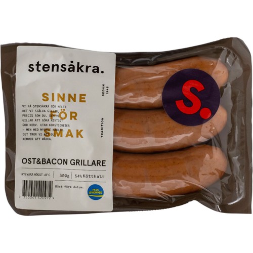 Ost och Bacongrillare 54% Kötthalt 300g Stensåkra