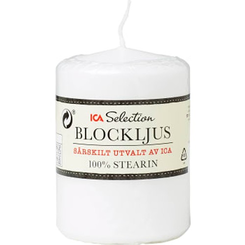 Blockljus Vit Stearin 7x10cm ICA Selection