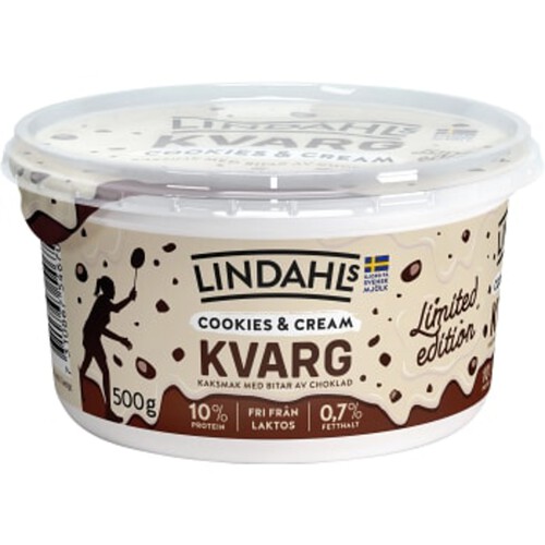 Kvarg Cookies and Cream Laktosfri 0,7% 500g Lindahls