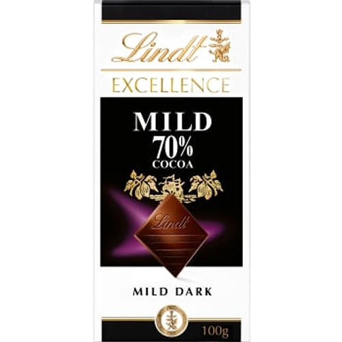 Chokladkaka EXCELLENCE Mild 70% Mörk Choklad 100g Lindt