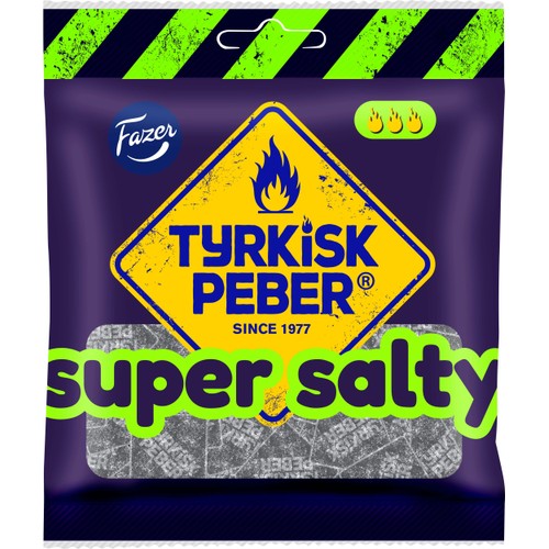 Sockerpåsar Tyrkisk Peber Super Salty 80g Fazer