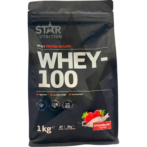 Proteinpulver Jordgubbssmak Whey-100 1kg Star Nutrition