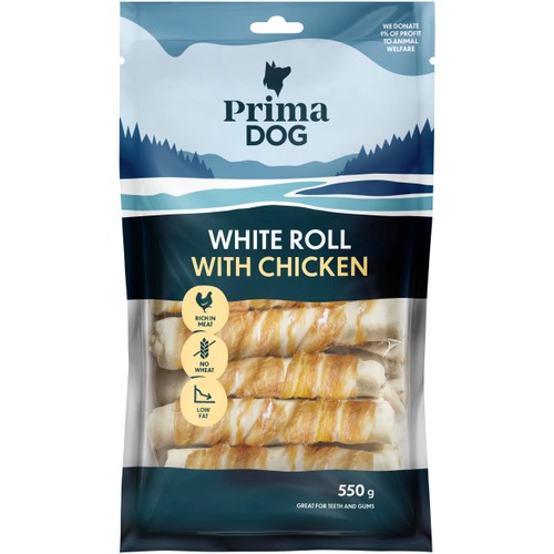 Vit tuggrulle med kyckling 15-p 550g PrimaDog