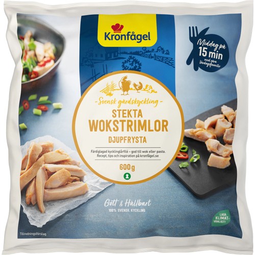 Wokstrimlor kyckling stekta Fryst 600g Kronfågel