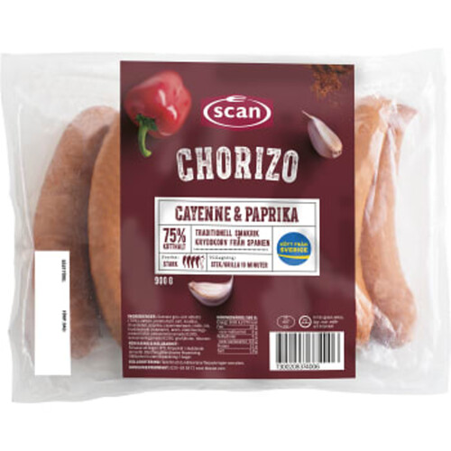 Chorizo Cayenne & Paprika 75% Kötthalt 900g Scan