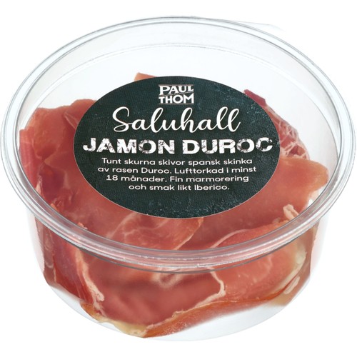 Skinka Lufttorkad Jamon Duroc Saluhall 18 Månader 70g PAUL och THOM