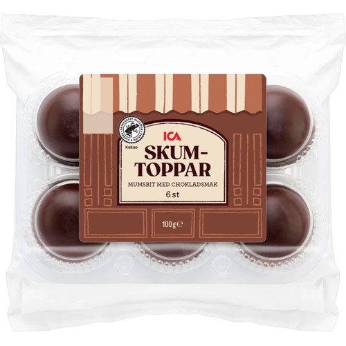 Skumtoppar med chokladsmak 6-p 100g ICA