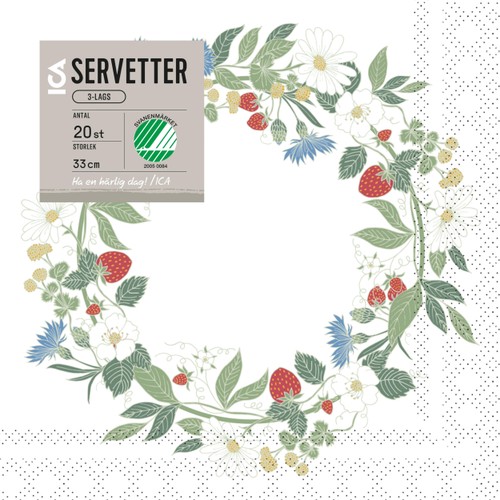 Servett 33cm Flora krans 20-p ICA