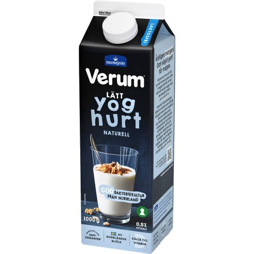 Lättyoghurt Naturell 0,5% Laktosfri 1000g Verum®