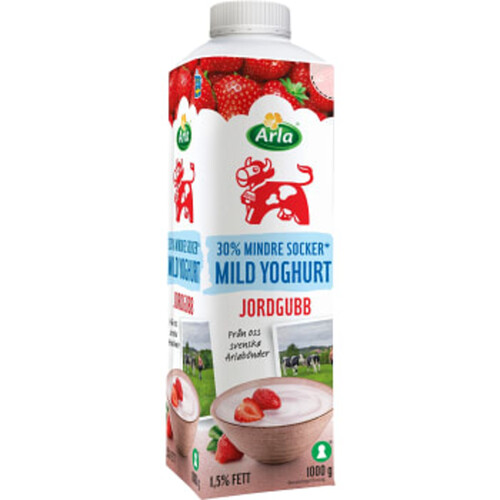 Yoghurt Mild Jordgubb Lättsockrad 1,5% 1kg Arla Ko