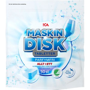 Maskindisktabletter Allt i ett parfymfri 50-p ICA