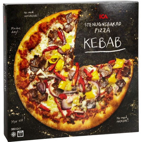 Stenugnsbakad pizza kebab Fryst 380g ICA