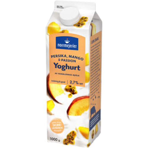 Fruktyoghurt 2,7% Persika Mango Passion 1000g Norrmejerier