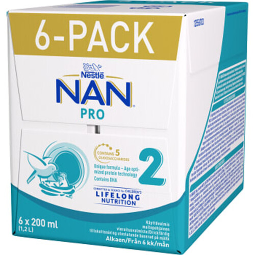 NAN Pro 2 drickfärdig 6x200ml Nestle
