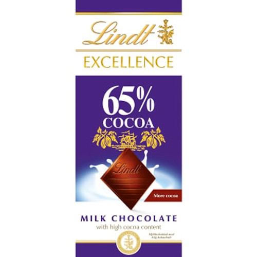 Chokladkaka Excellence Mjölkchoklad 65% kakao 80g Lindt