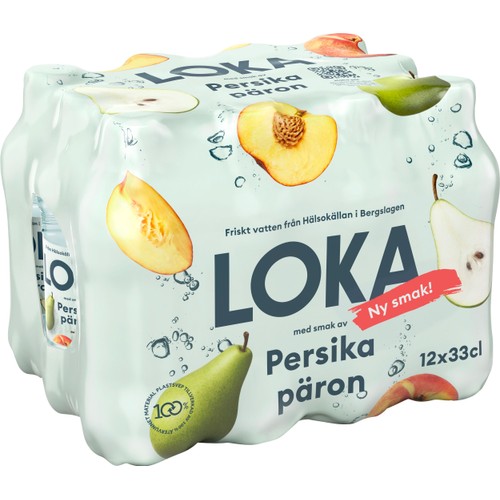 Kolsyrat Vatten Persika/Päron 6-p 33cl Loka