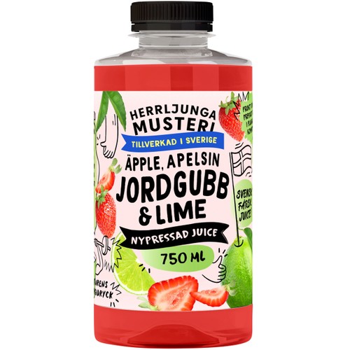 Juice Jordgubb & Lime 750ml Herrljunga Musteri