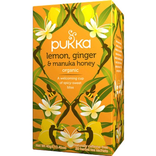 Te Lemon ginger & manuka honey Ekologisk 20-p Pukka