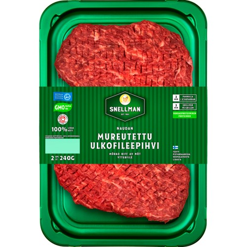 Biff Av Nöt Ytterfilé Mörad 2-pack 240g Snellman