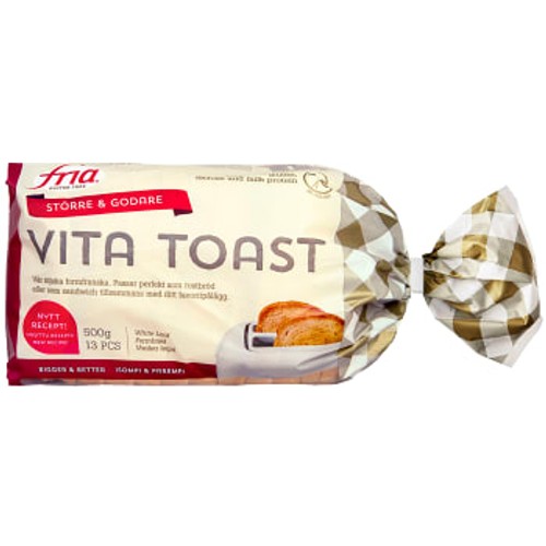 Formbröd Vita Toast Glutenfri Fryst 500g Fria