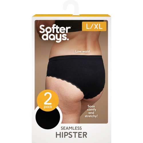 Hipster seamless spets L/XL 2p svart Softer Days