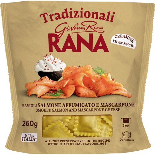 Pasta Ravioli Rökt Lax och Mascarpone Färsk 250g Rana