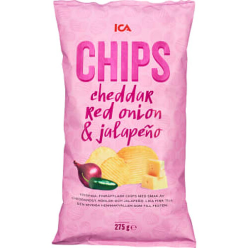 Chips Cheddar jalapeño & rödlök 275g ICA
