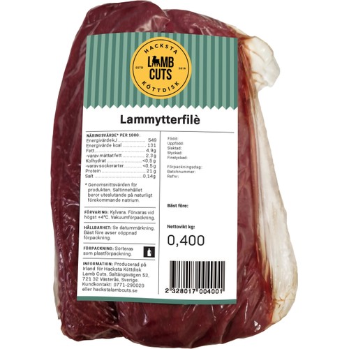 Lammytterfilé Färsk ca 400g Hacksta Köttdisk