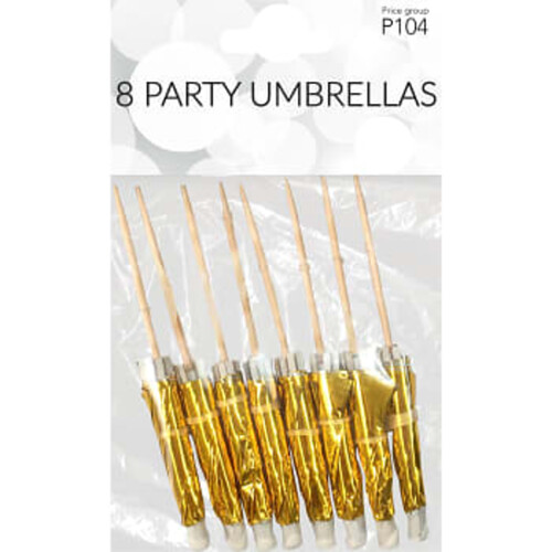 Partyparaply Guld 8-pack Happy Party