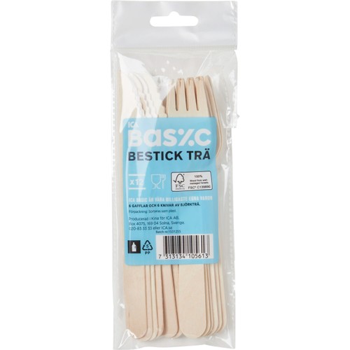Bestick Trä 12st ICA Basic