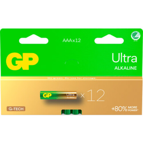 Batteri GP Ultra Alkaline AAA/LR03 12-pack GP