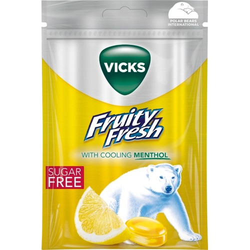 Halstablett Fruity Fresh Lemon & natural menthol sockerfri 72g Vicks