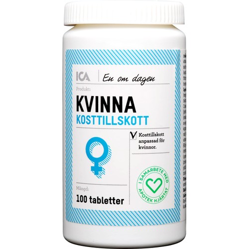 Multivitamin Kvinna Kosttillskott 100st ICA Hjärtat