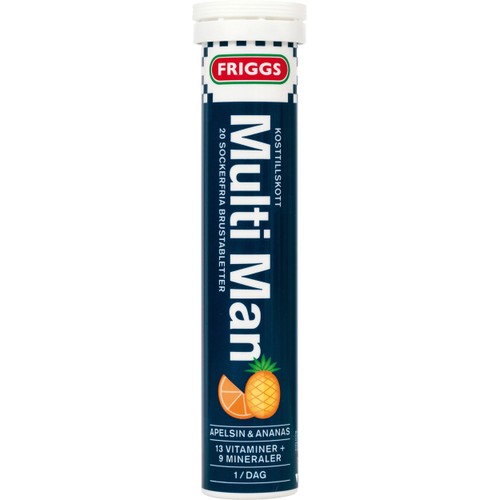 Brustablett Multi Man Apelsin & Ananas Sockerfri 20-p 1000mg Friggs