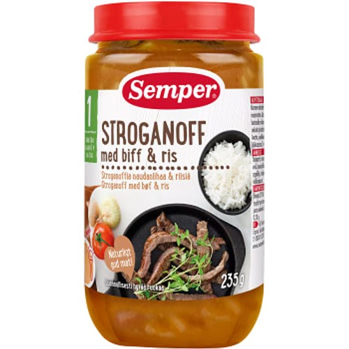 Stroganoff med biff & ris 1år 235g Semper